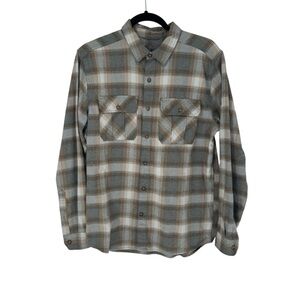Royal Robbins Gray Brown Plaid Pockets Button Down Plaid Flannel Shirt Medium